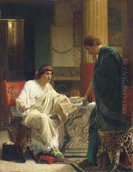 Vespasian Hearing From One Of His Generals Of The Taking Ofjerusalem By Titus Oil Painting by Sir Lawrence Alma-Tadema