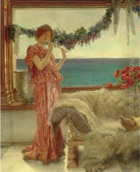 Melody On A Mediterranean Terrace Oil Painting by Sir Lawrence Alma-Tadema