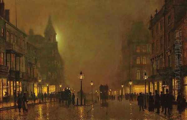 Briggate, Leeds Oil Painting by John Atkinson Grimshaw