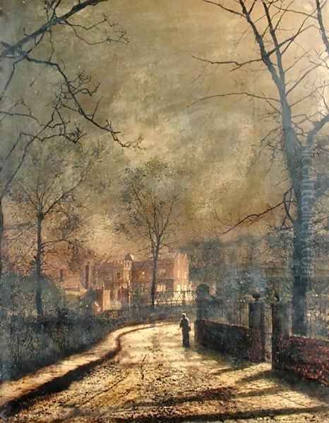 Autumn Scene Leeds 1874 Oil Painting by John Atkinson Grimshaw