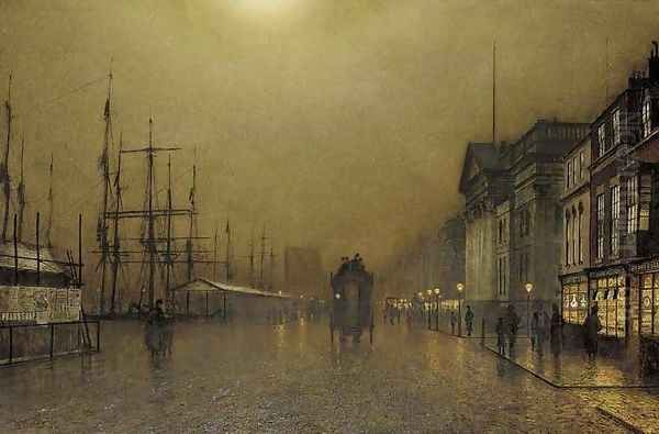 Liverpool by gaslight Oil Painting by John Atkinson Grimshaw