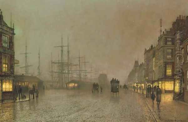 Canny Glasgow Oil Painting by John Atkinson Grimshaw