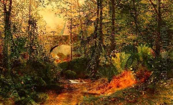 River Landscape Oil Painting by John Atkinson Grimshaw