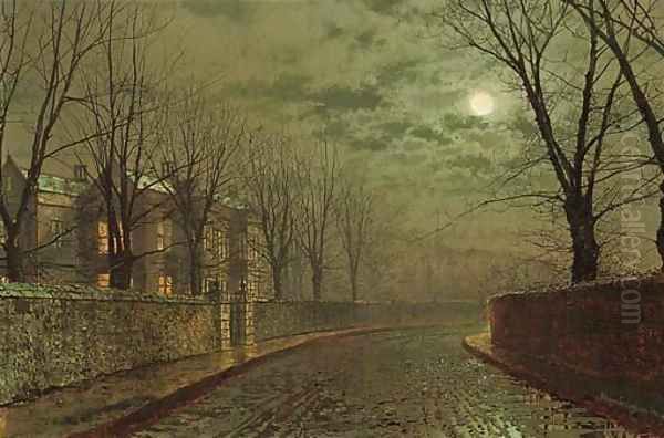 Silvery moonlight Oil Painting by John Atkinson Grimshaw