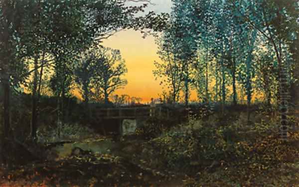 Bridge at sunset Oil Painting by John Atkinson Grimshaw