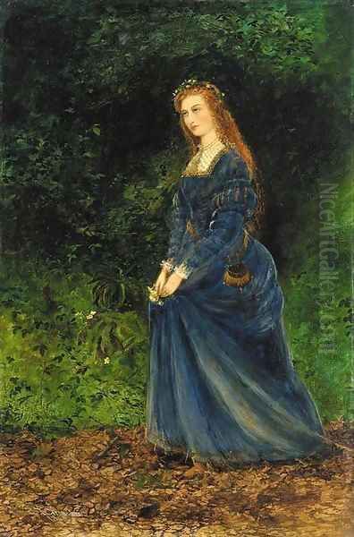 Portrait of the artist's wife, Theodosia, as Ophelia Oil Painting by John Atkinson Grimshaw