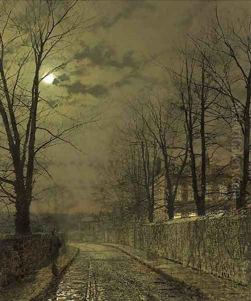 December Moonlight Oil Painting by John Atkinson Grimshaw