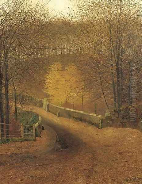 Ghyll Beck Bridge, Barden, Yorkshire Oil Painting by John Atkinson Grimshaw