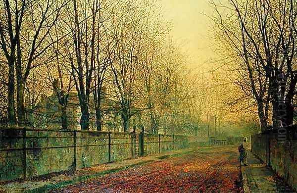 In the Golden Glow of Autumn 1884 Oil Painting by John Atkinson Grimshaw