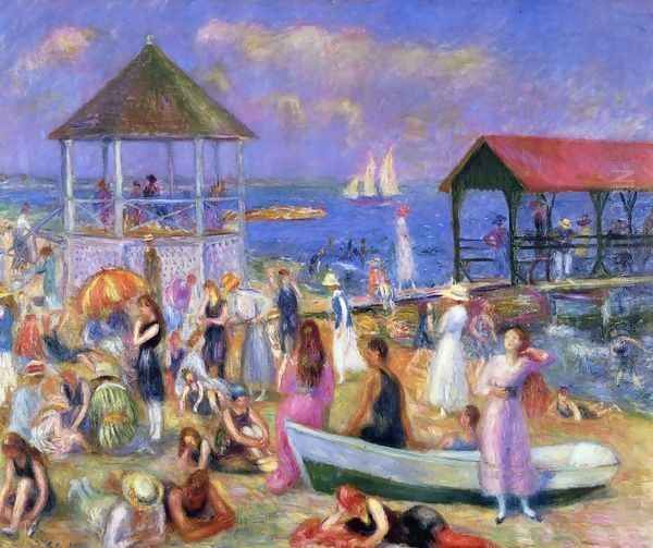 Beach Scene, New London Oil Painting by William Glackens