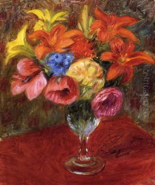 Poppies, Lilies and Blue Flowers Oil Painting by William Glackens