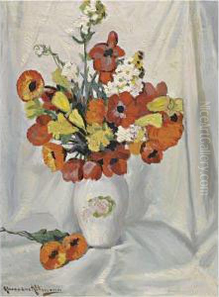 Still Life Of Flowers In A Vase Oil Painting by Alexander Altmann