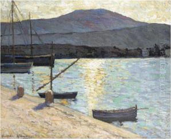 Port At Sunset Oil Painting by Alexander Altmann