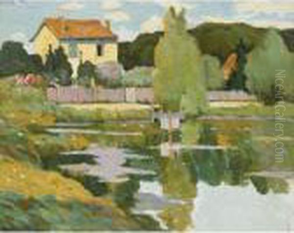 Maisons Au Bord De L'etang Oil Painting by Alexander Altmann