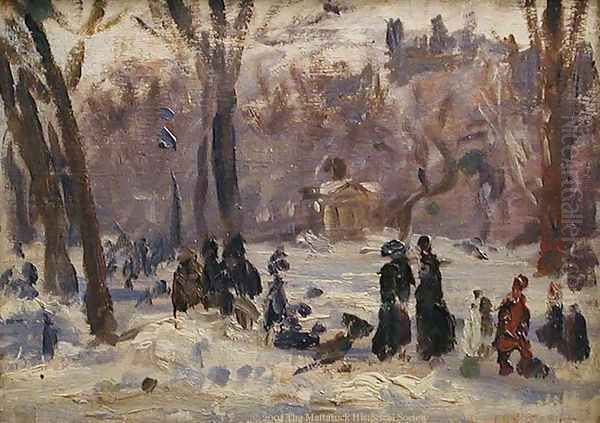 Study, Winter in the Park Oil Painting by William Glackens