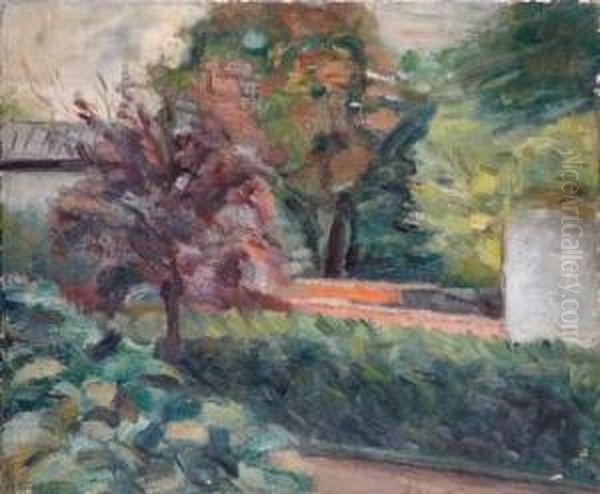 Allee Avec Arbre Et Maison Au Fond Oil Painting by Alexander Altmann