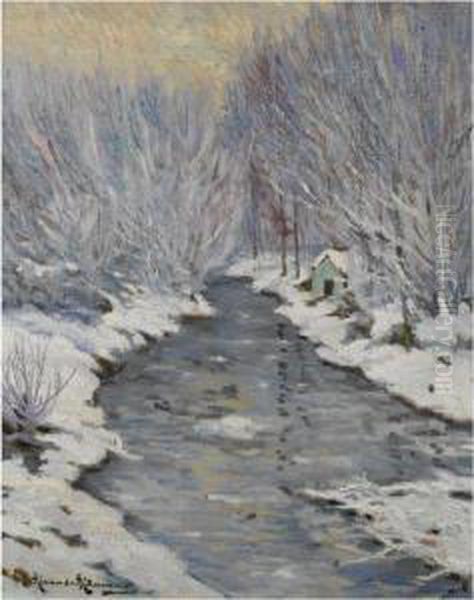 Winter Landscape Oil Painting by Alexander Altmann