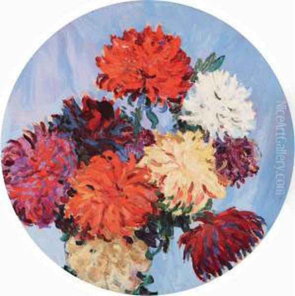 Dahlias Oil Painting by Alexander Altmann