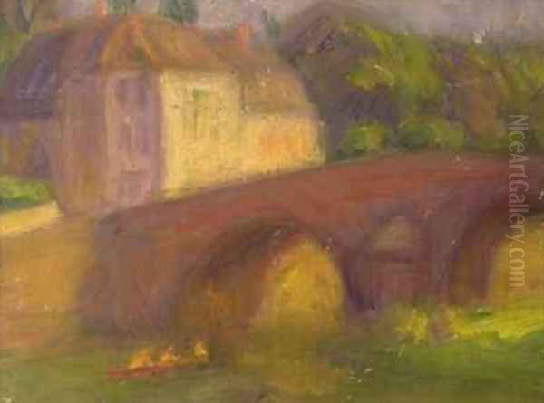 Bridge Oil Painting by William Glackens