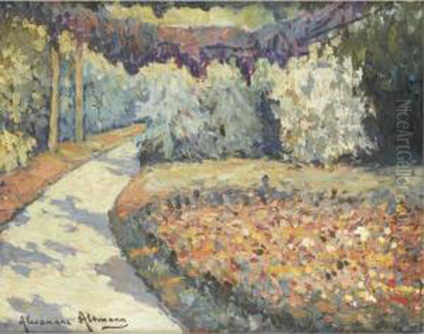 Wisteria Garden Oil Painting by Alexander Altmann