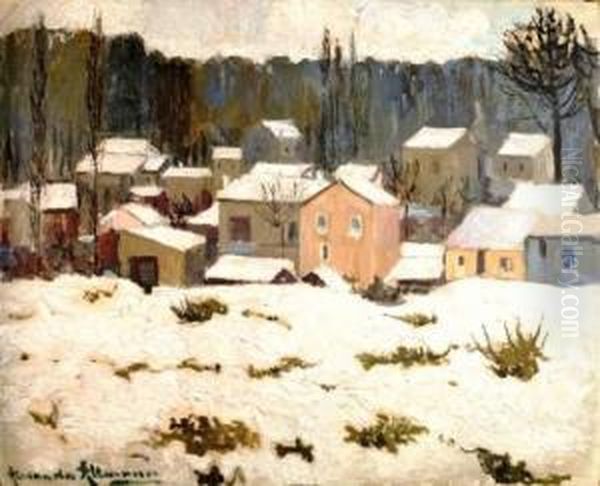 Village Sous La Neige Oil Painting by Alexander Altmann