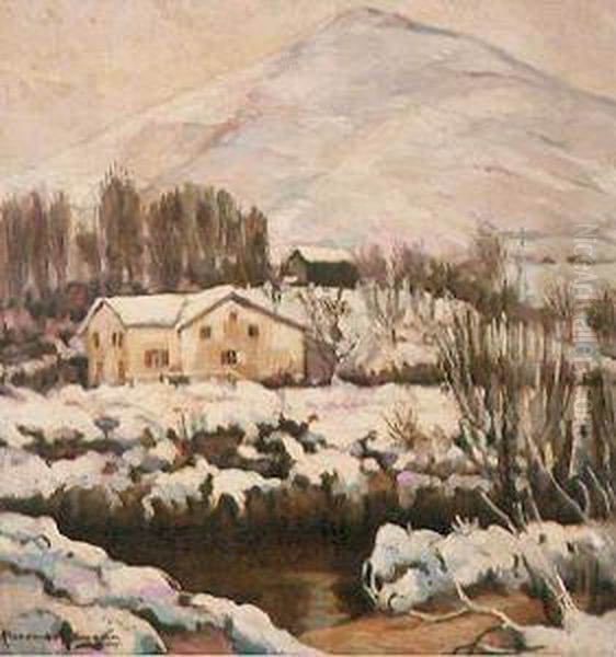 Winter Landscap Oil Painting by Alexander Altmann