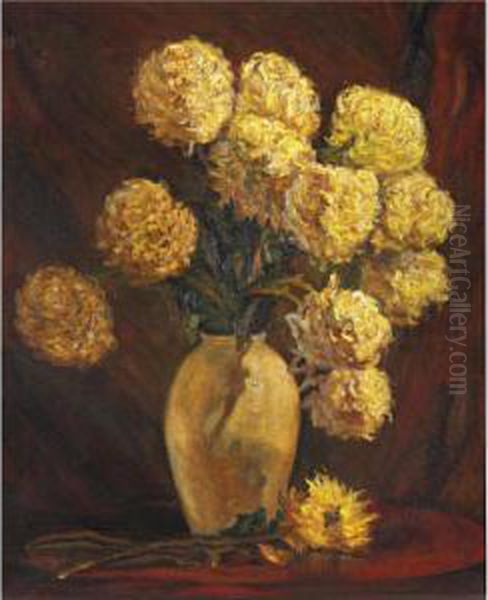 Chrysanthemums Oil Painting by Alexander Altmann