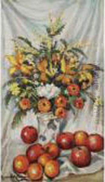 Still Life With Flowers And Fruit Oil Painting by Alexander Altmann