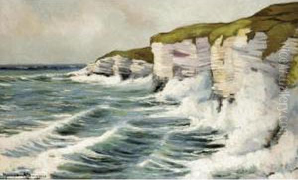 Cliffs In Normandy Oil Painting by Alexander Altmann