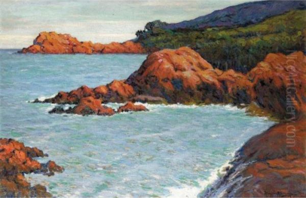 A Rocky Shore Oil Painting by Alexander Altmann