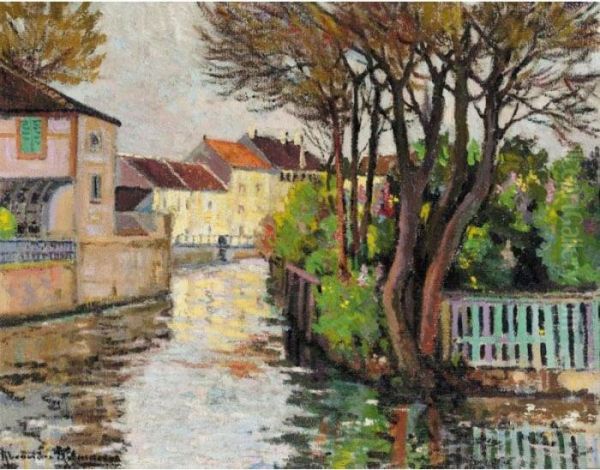 Village On The Canal Oil Painting by Alexander Altmann