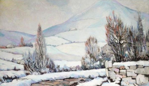 Snowy Landscape Oil Painting by Alexander Altmann