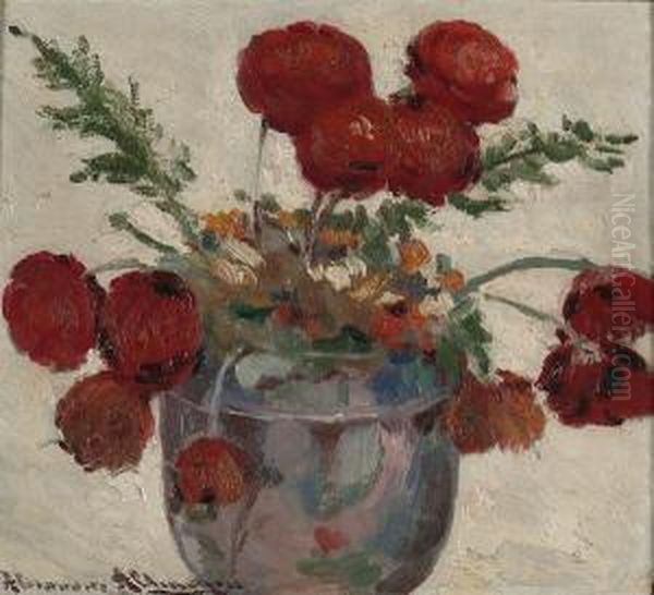 Still Life Of Red Flowers by Alexander Altmann