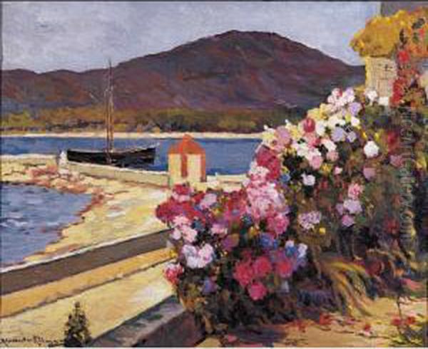 Port Du Midi Avec Fleurs Et Bateaux Oil Painting by Alexander Altmann