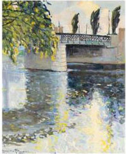 Bridge Over The Canal Oil Painting by Alexander Altmann