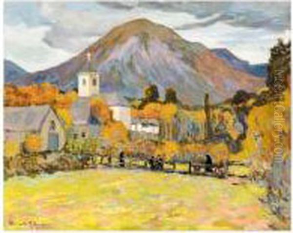 Mountain Village In Autumn Oil Painting by Alexander Altmann