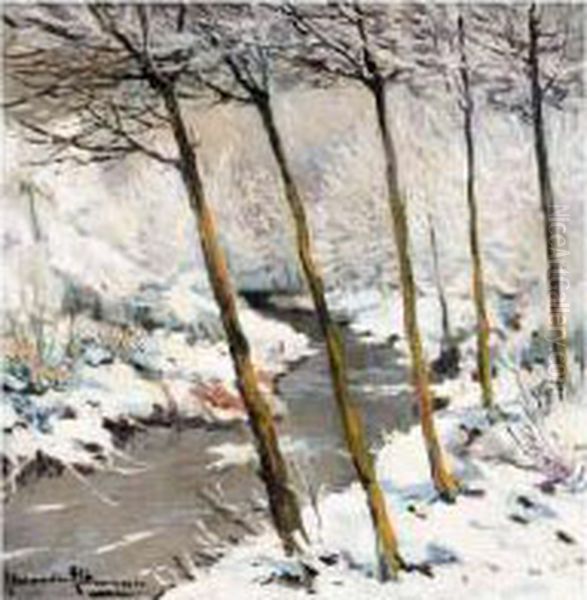 Winter Landscape Oil Painting by Alexander Altmann