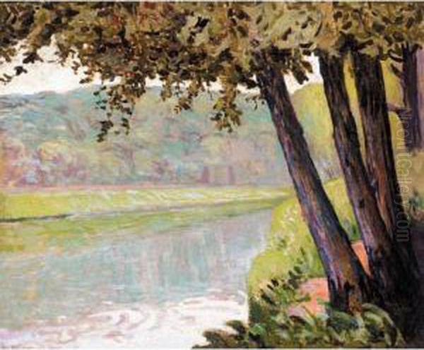 Trees By The River Oil Painting by Alexander Altmann