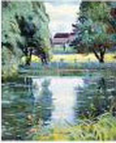 House Across The River Oil Painting by Alexander Altmann