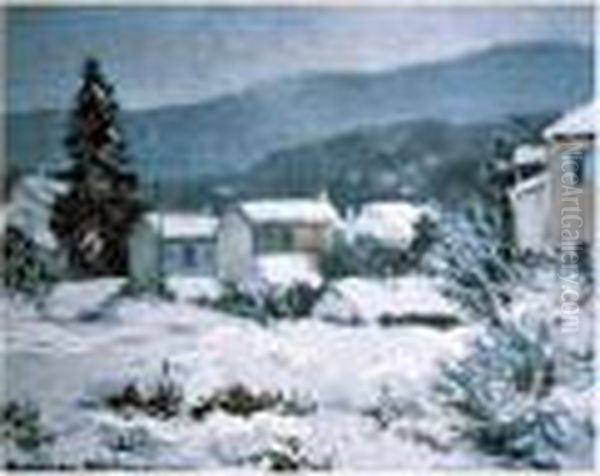 Village Sous La Neige Oil Painting by Alexander Altmann