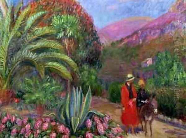 Woman with Child on a Donkey Oil Painting by William Glackens