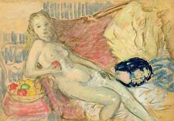 Study for Nude with Apple Oil Painting by William Glackens