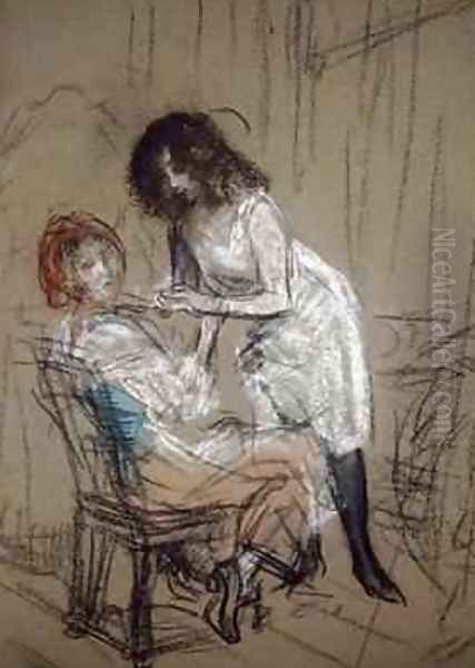 Two Women in a Bedroom Oil Painting by William Glackens