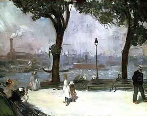 East River Park Oil Painting by William Glackens