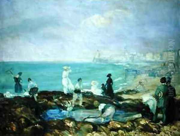 Figures on the Shore at Dieppe Oil Painting by William Glackens