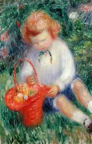 Lenna with a Basket of Flowers Oil Painting by William Glackens