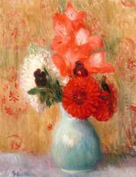 Floral Arrangement in Green Vase Oil Painting by William Glackens