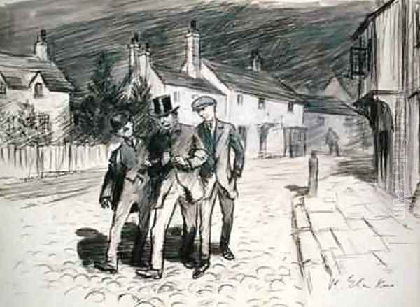 Street Scene with Three Drunks Oil Painting by William Glackens