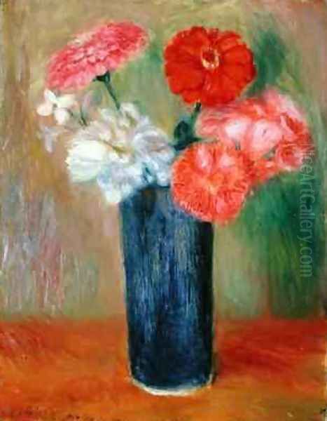 Flowers in a Blue Vase Oil Painting by William Glackens