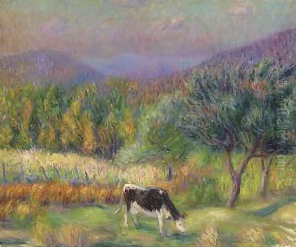 The Black and White Cow Oil Painting by William Glackens